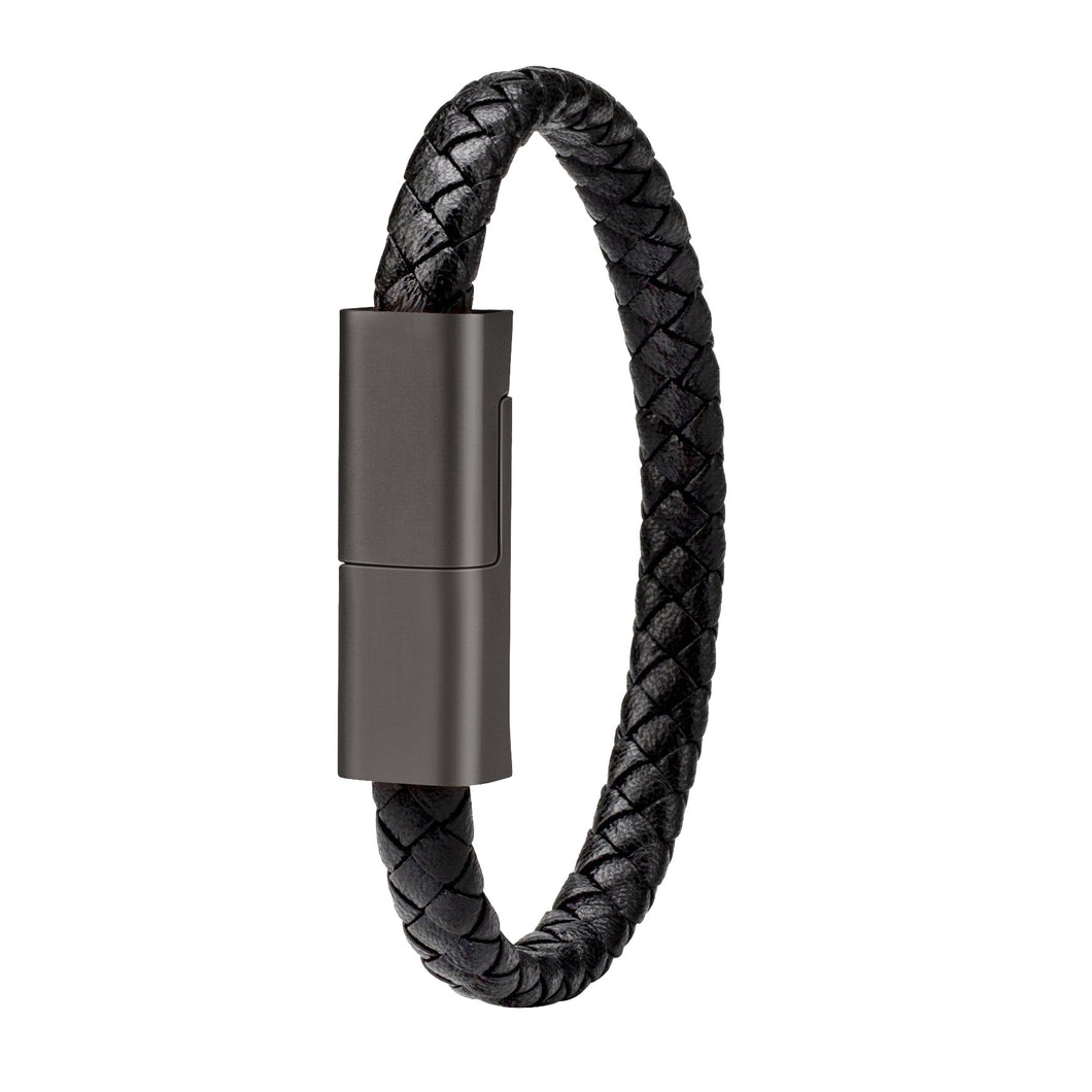 Mini Type-C Micro USB Charging Bracelet Data Cable PunkMen Jewelry Braided  Leather Bracelet Magnetic Clasp Bangle Pulsera Hombre